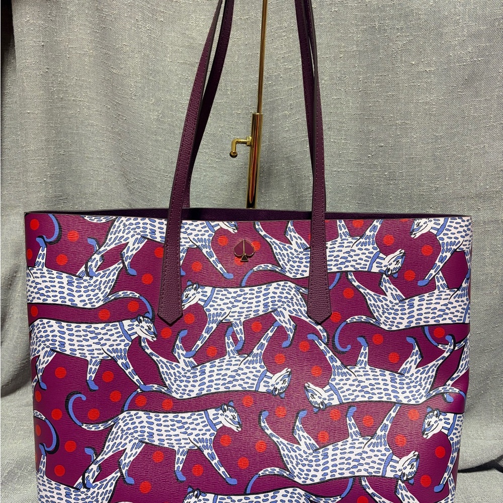 kate spade Purple Leopard Motif Tote with Wristlet - Picture 7 of 7